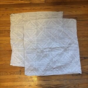 West Elm Euro Pillow Cover Set of 2 Gray Geometric 100% Organic Cotton 26x26